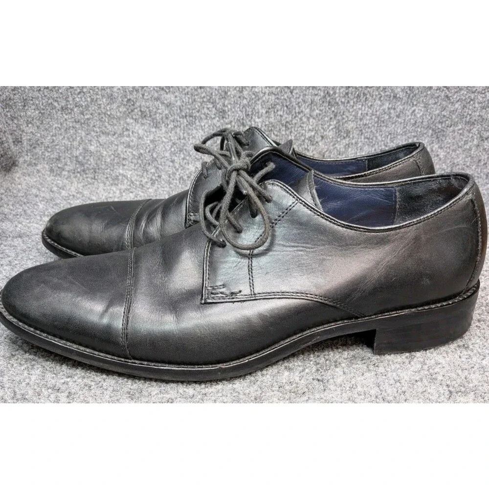 Cole Haan Men's 10.5M Black Cap Toe Oxford Dress Shoes Leather Lace Up Grand OS